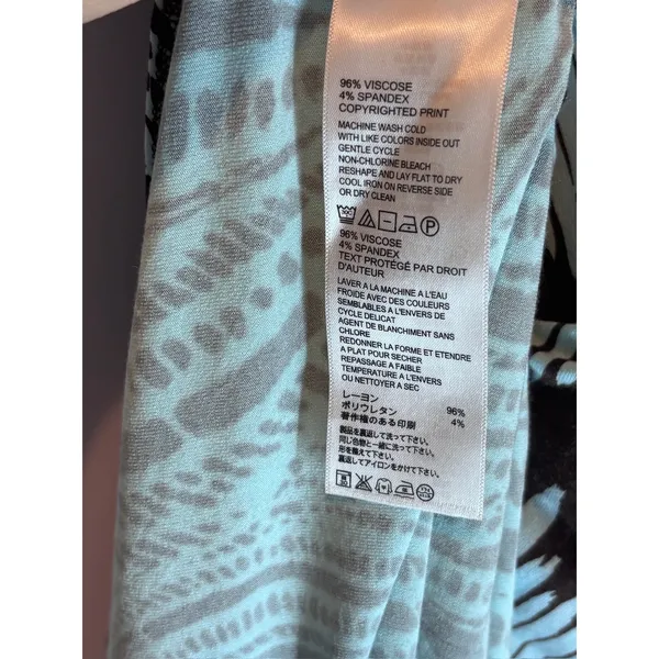 Tommy Bahama Viscose Sleeveless Dress Medium Blue Brown Abstract Print A-Line - Image 5
