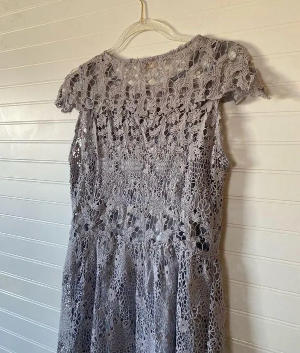 Simply Couture Lavender Violet Scallop Floral Lace Dress - Image 7
