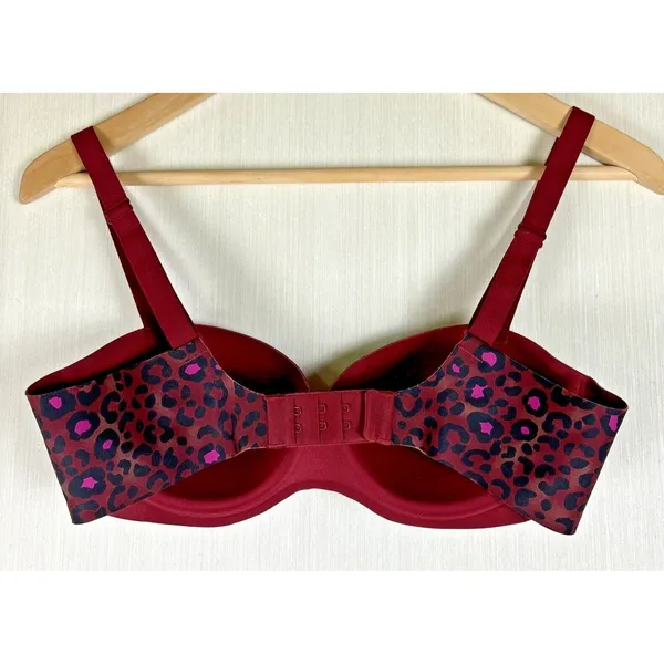 Victoria Sport‎ by Victorias Secret Bra Sz 32C Burgundy Red Leopard Print - Image 3