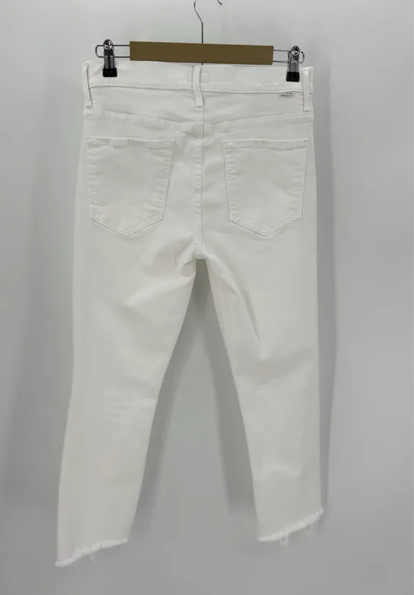 Mother Jeans Women’s 30 White Denim the Insider Crop Step Fray 1157-753 26” - Image 3