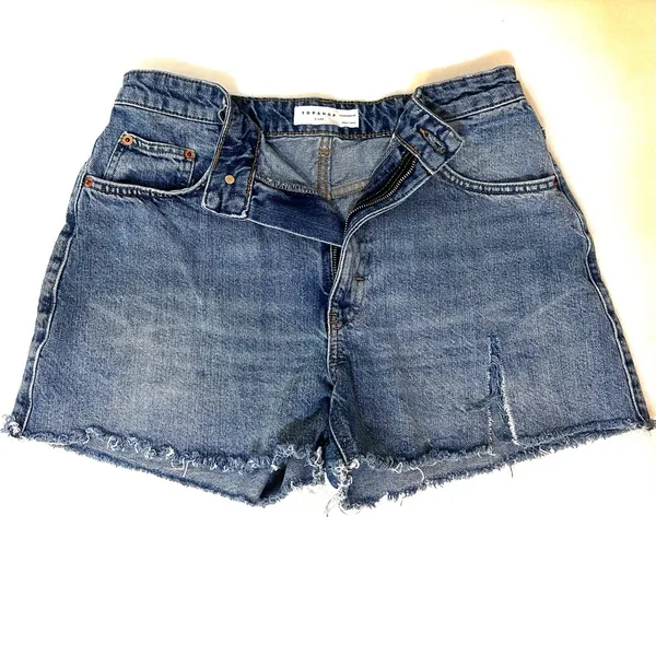 Topshop high rise a-line denim shorts sz 8 - Image 2