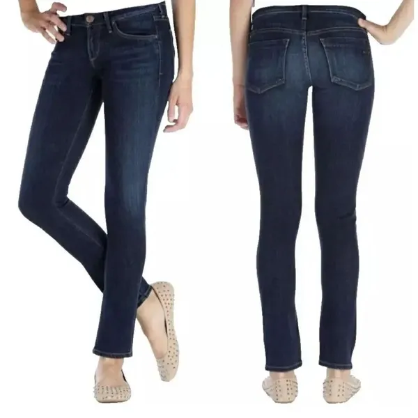 Agolde dark wash distressed stretchy Chloe low rise 24 jeans - Image 2