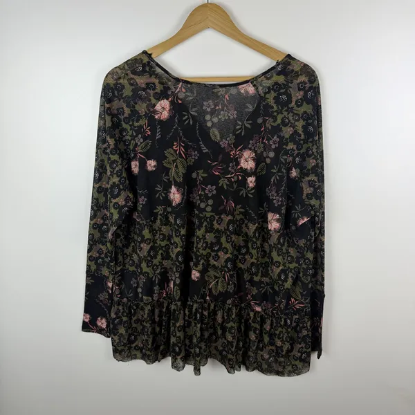 Free‎ People Floral Tiered Babydoll Top XS Boho Dark Romantic Oversized Flowy - Image 5