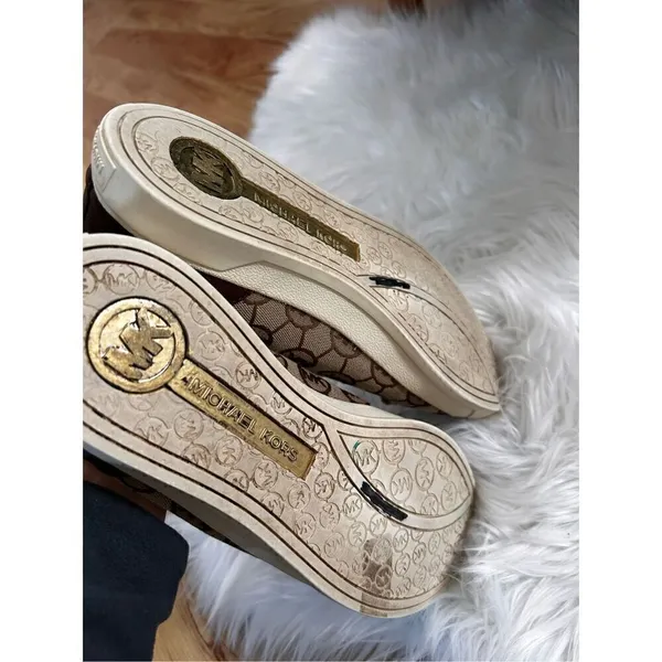 Michael Kors brown sneakers leather with cloth size 9.5 - Image 4