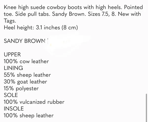 ZARA boots leather suede tan camel high tops knee heels heeled cowboy - Image 8