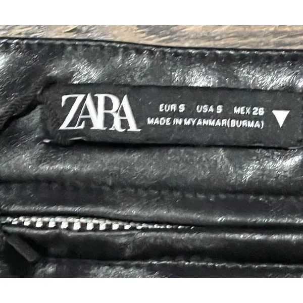 ZARA Bloggers Fave Black Faux Leather Pants Zipper Detail/Detachable Waist-Small - Image 7