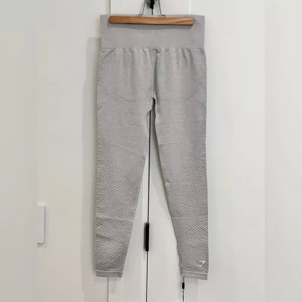 NWT Gymshark Vital Seamless Leggings Small Light Gray Marl High Waisted Sporty - Image 3