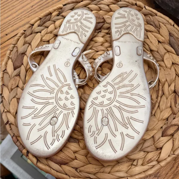 Jack Rogers Metallic Beige Cream Marguerite Thong Sandals - Image 2