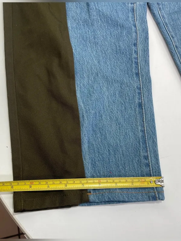 Future Collective Women's 10 Colorblock Denim Olive Cargo Pants Boho preowned go - Image 2