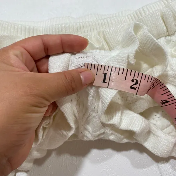 Edikted Size XS White Ruffle Knit Micro Shorts Pointelle Coquette Y2K - Image 7