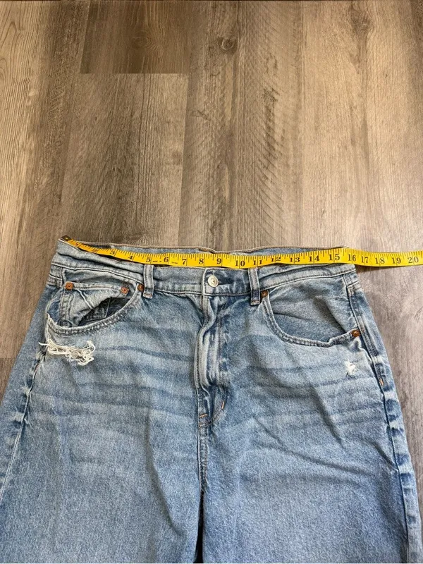 American Eagle Highest Rise Baggy Straight Jeans Destroyed 14 Strigid - Image 12