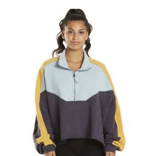 Free People Movement Split Color Block Quarter Zip 1/4 Zip Pullover Medium - Image 2