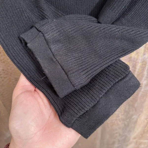 Guess Black Ribbed Asymmetrical Sweater Mock Neck Top Large - Image 6