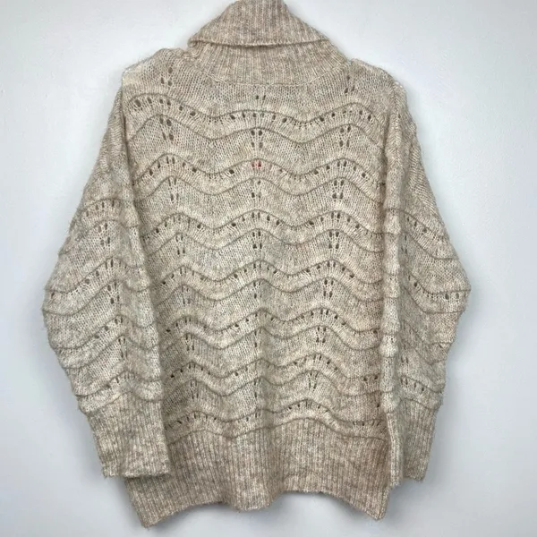 NWT * Nordstrom Oversized Chunky Longline Knit Cowl Neck Sweater in Oatmeal S/M - Image 9