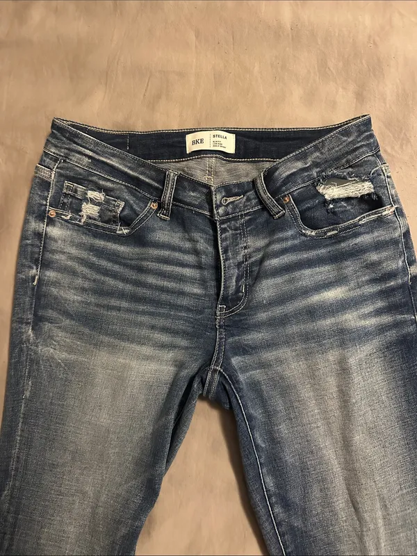 BKe Stella Blue Distressed Skinny Jeans - Image 7