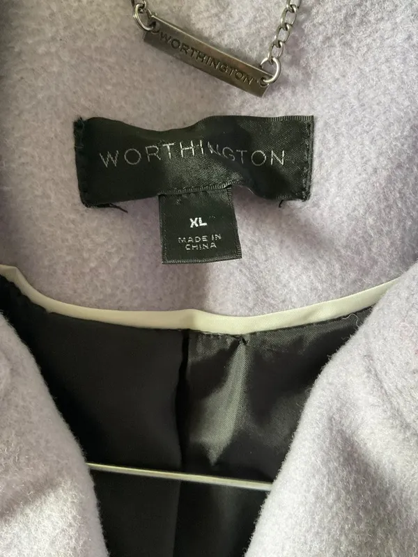 WORTHINGTON purple women wool coat mid length XL bust48in US 12-14 - Image 3