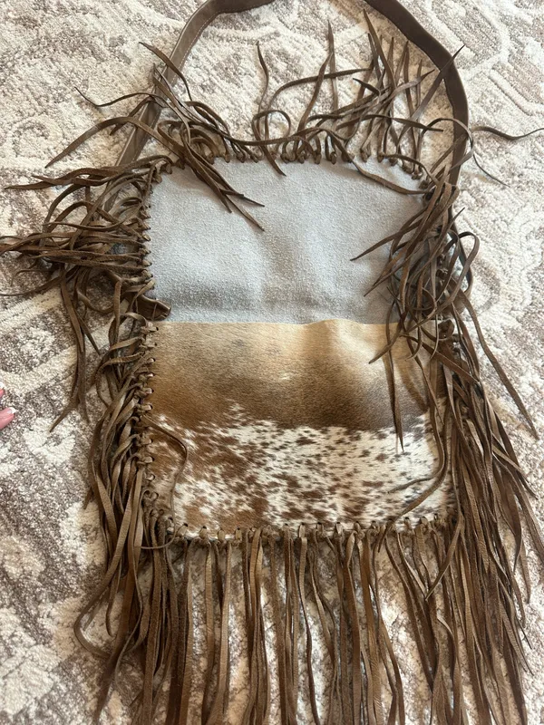 Cowhide Crossbody Purse Brown - Image 3
