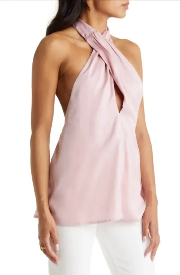 VICI COLLECTION Womens Satin Crossover Halter Neck Top Sleeveless Sz M (b32) - Image 2