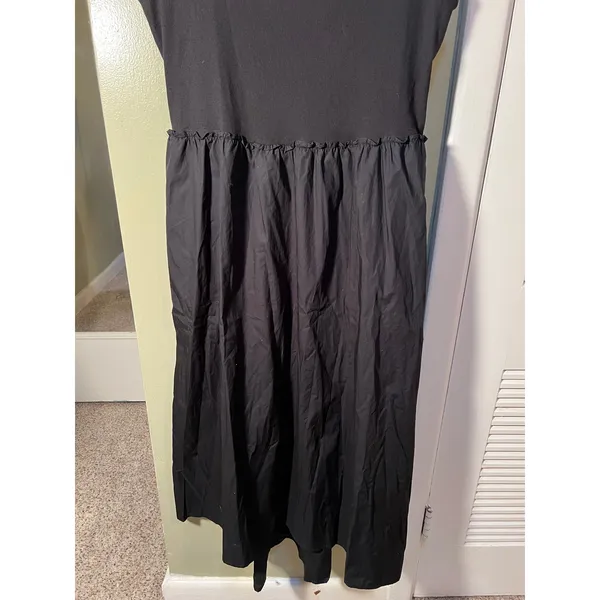 A New Day Women's Size Large Sleeveless Knit Midi A-Line Dress Black Ruffle - Image 5