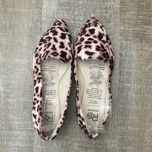 ROLLASOLE Into the Wild Leopard Print Flats Small (Fits 5.5-6.5) Packable Travel - Image 9