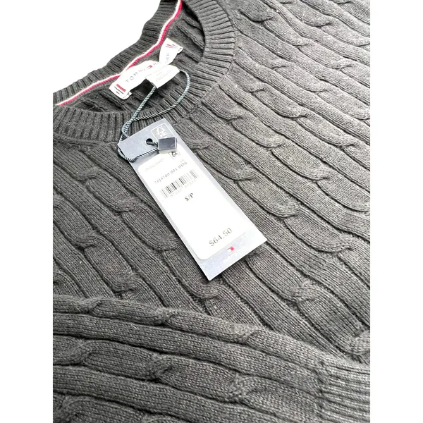 NWT Tommy Hilfiger short-sleeve cable knit sweater crew neck top black women's - Image 4