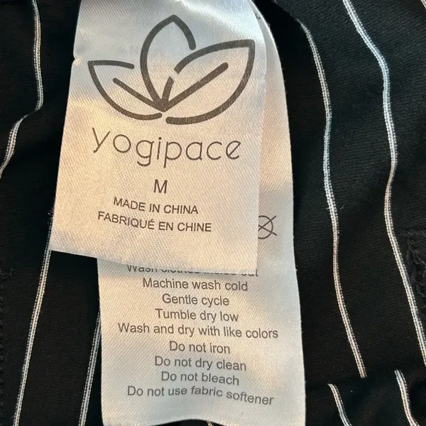 Yogipace Black and White Striped Women's Pants work/yoga pull on straight leg - Image 7