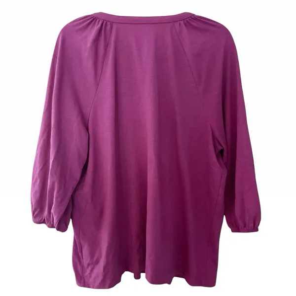Croft & Barrrow XL Embroidered Top Purple Floral - Image 2