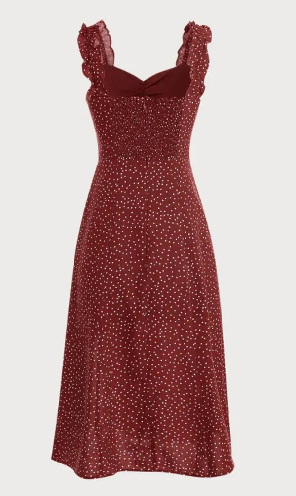 Rihoas The Red Frill Trim Side Split Midi Dress - Image 2