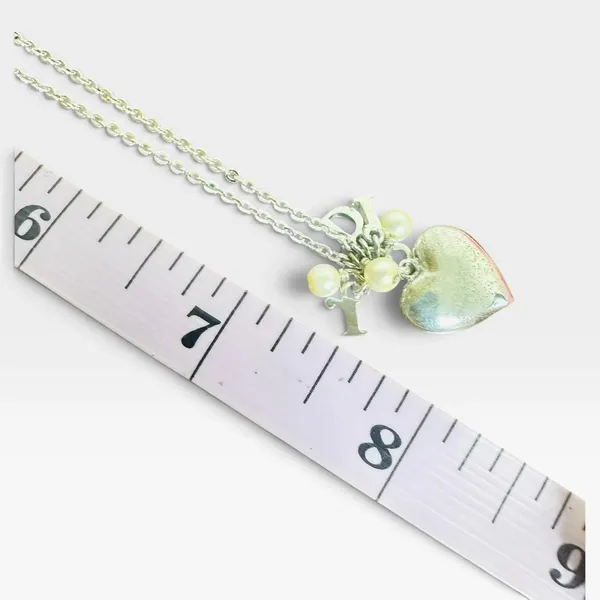 Dior Silver Tone Heart Pendant Pearl Charm Chain Necklace Love Logo Jewelry - Image 6
