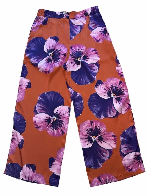 Hutch Anthropologie NWT Floral Pansies Wide Leg Pants - Image 3