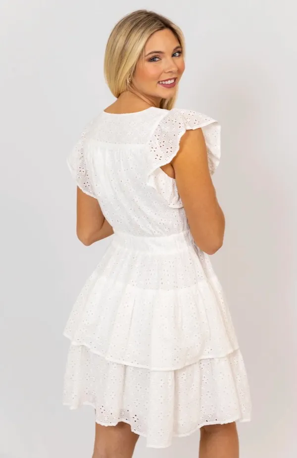 Boutique Morgan Rae White Eyelet Dress - Image 3