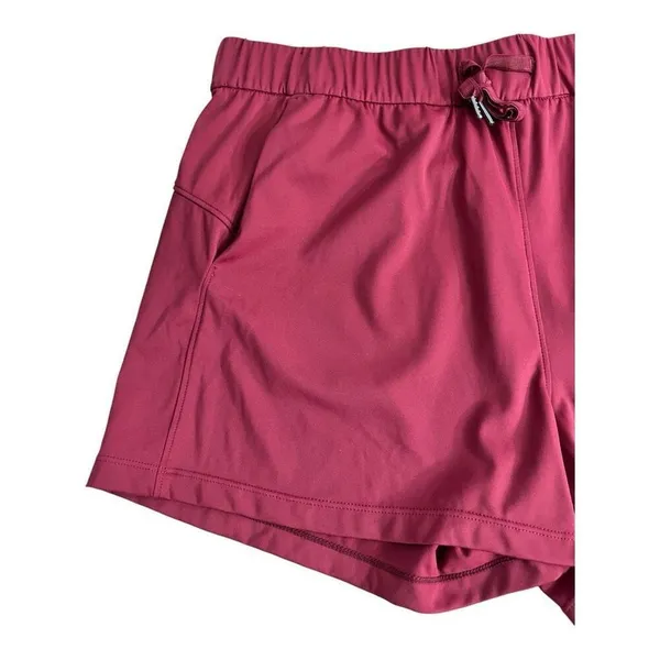 Willit Women's Red Burgundy Active Shorts Size L Pockets Elastic-Waist Sports - Image 2