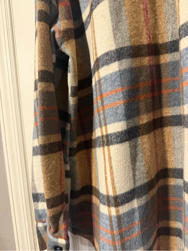 Automet Plaid Flannel Shacket Brown Long Sleeve Button Front Women's XL NEW - Image 5