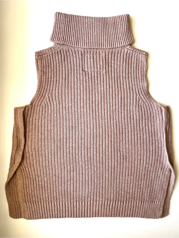 Abercrombie & Fitch XS Brown Sleeveless Turtleneck Ribbed Sweater Vest - Image 3