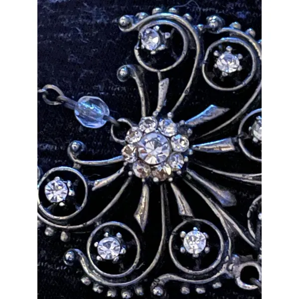 Victorian Crystal & Rhinestone Double Pendant Necklace - Image 9