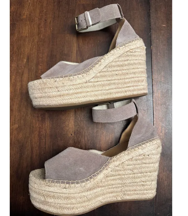 Soludos women's positano suede platform wedges espadrilles size 7 in ash gray - Image 3