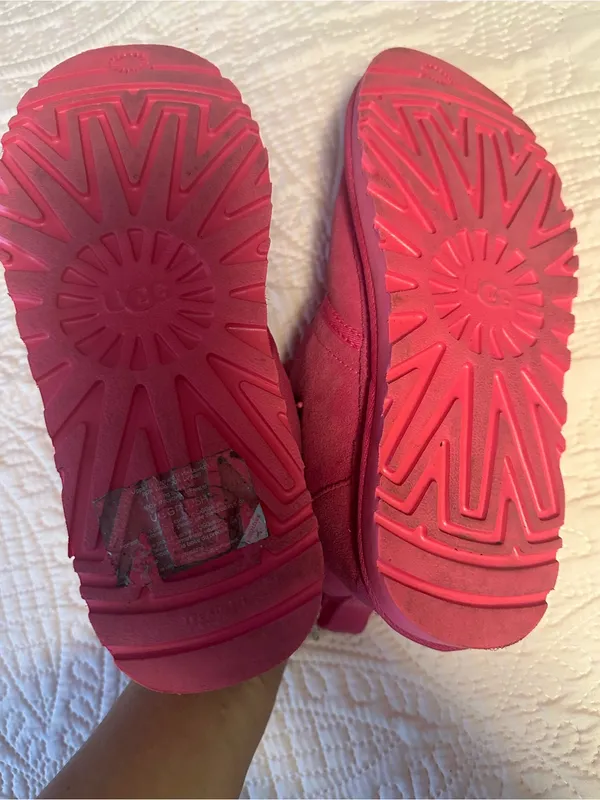 UGG Kids Bright Pink Suede Lace-Up Shearling Boots - Image 8