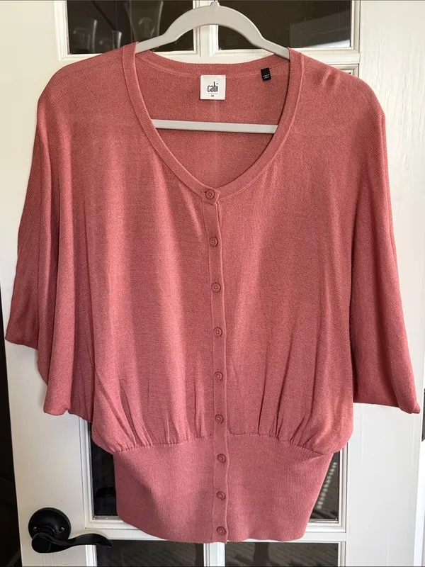 CAbi Brick Dust Rose Pink Alegria Dolman Sleeve Kimono Cardigan M - Image 2