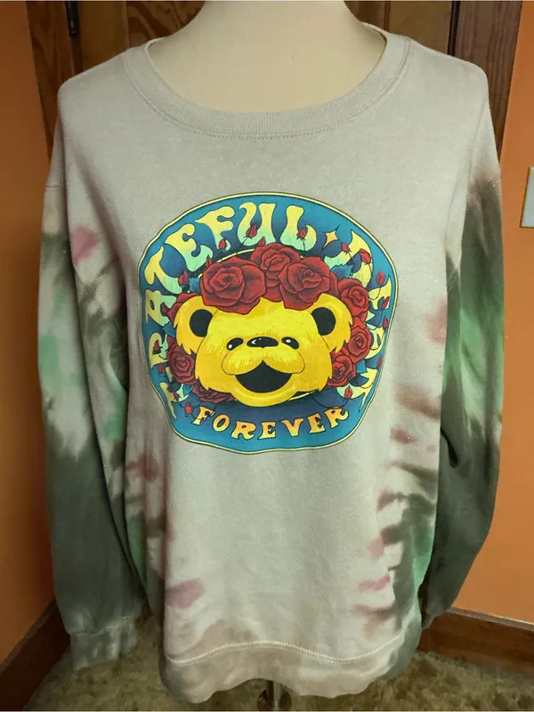 Grateful Dead Grateful Forever Dancing Bear Tie Dye Sweatshirt Large - Image 3