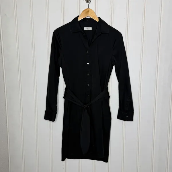UNTUCKIT Angelina Black Button Front Belted Shirt Dress Long Sleeve Women 897 - Image 4