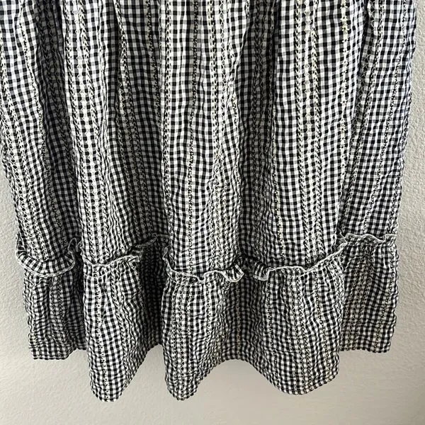 Altard State Gingham Embroidered Daisy Floral Ruffle and Smocked Detailing M - Image 6