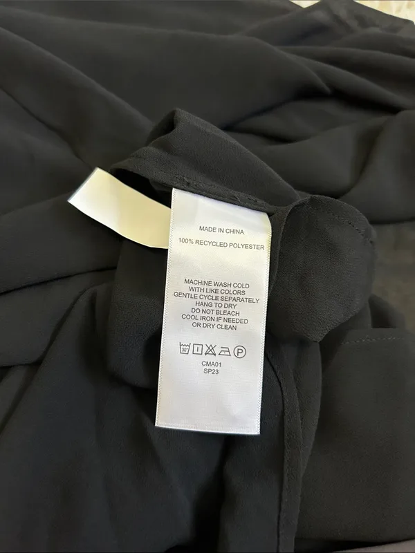Quince Black Chiffon Smocked Flutter Sleeve Dress - Image 9