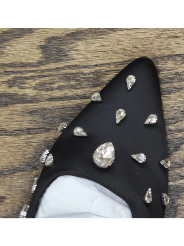 NWT A New Day Womens Katia Heels Satin Rhinestone Mules 94663377 Black 6M - Image 11