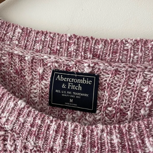 Abercrombie & Fitch Marled Pink Shaker Sweater Cotton‎ Linen Blend - Image 3