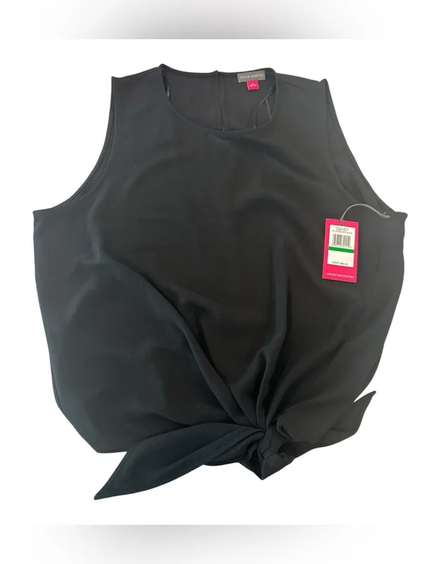 Vince Camuto Black Sleeveless Tie Hem Blouse Top Size Large NWT - Image 3