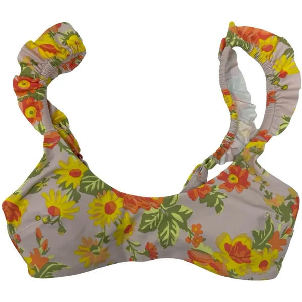 Aerie Floral‎ Printed Ruffle Scoop Bikini Top Boho Retro Size XS NWOT - Image 5