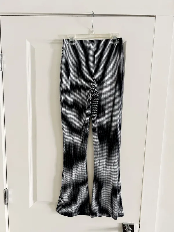 Urban Outfitters NWT navy gingham flare pants size XS - Image 3