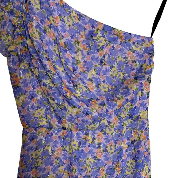 Shoshanna Lavender Purple Priya Floral Print One Shoulder Midi Cocktail Dress 0 - Image 5