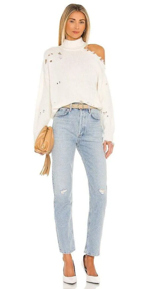 Revolve Lovers And Friends Women's Arlington Sweater In Ivory Size L - Image 4