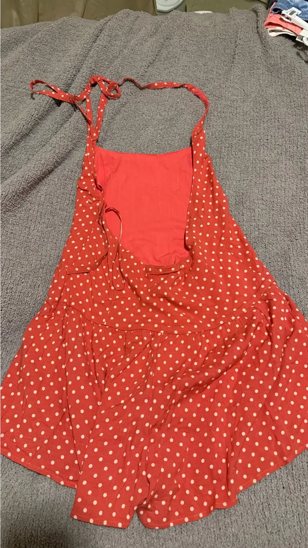 Free People Red/pink Polka Dot Romper - Image 3